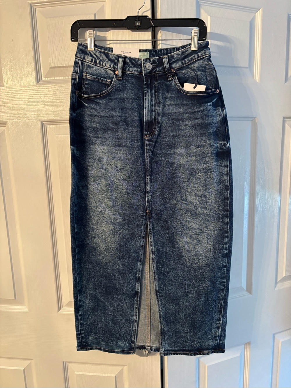 Articles Of Society Dark Washed Denim Midi Skirt
